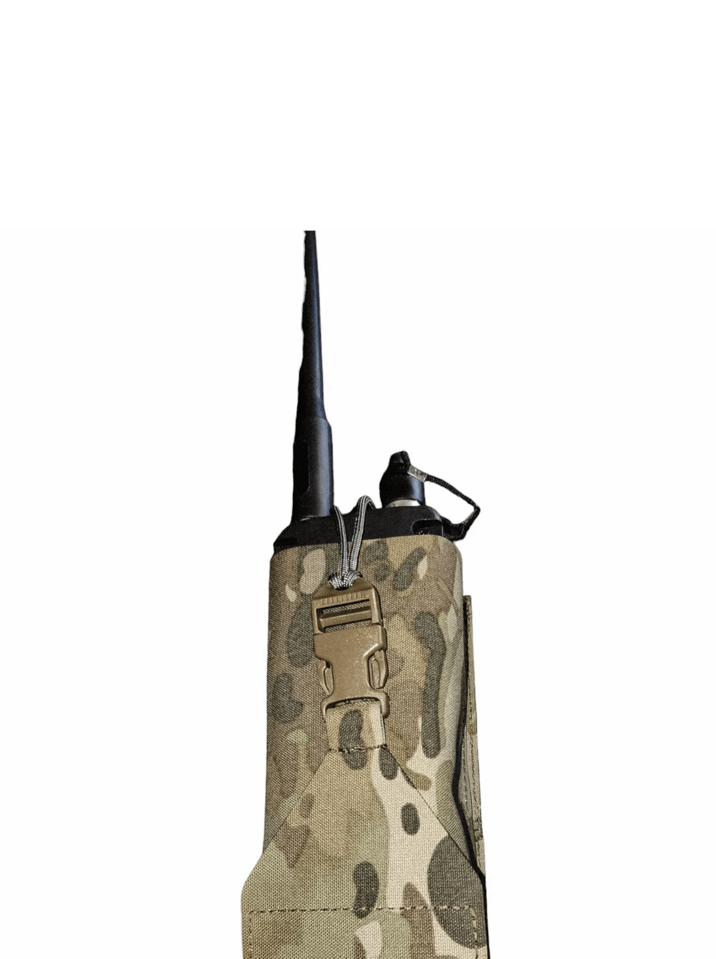 Tactical Radio Pouch for AN/PRC-152 in camouflage, featuring precision laser-cut design for secure fit and multiple access points.