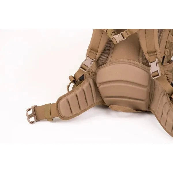 Medium Assault Pack with adjustable harness and padded hip belt for comfort.
