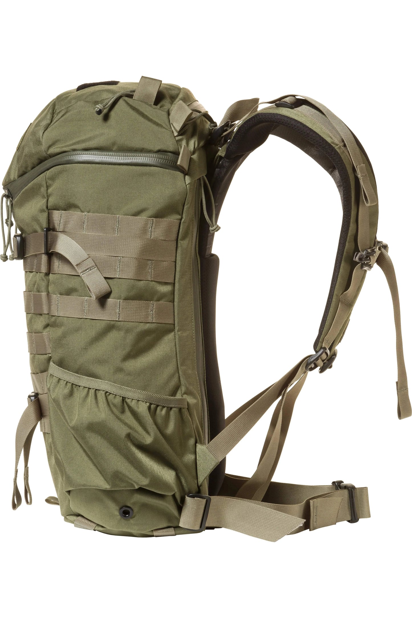 Mystery Ranch 2 Day Assault backpack with MOLLE system and adjustable yoke.