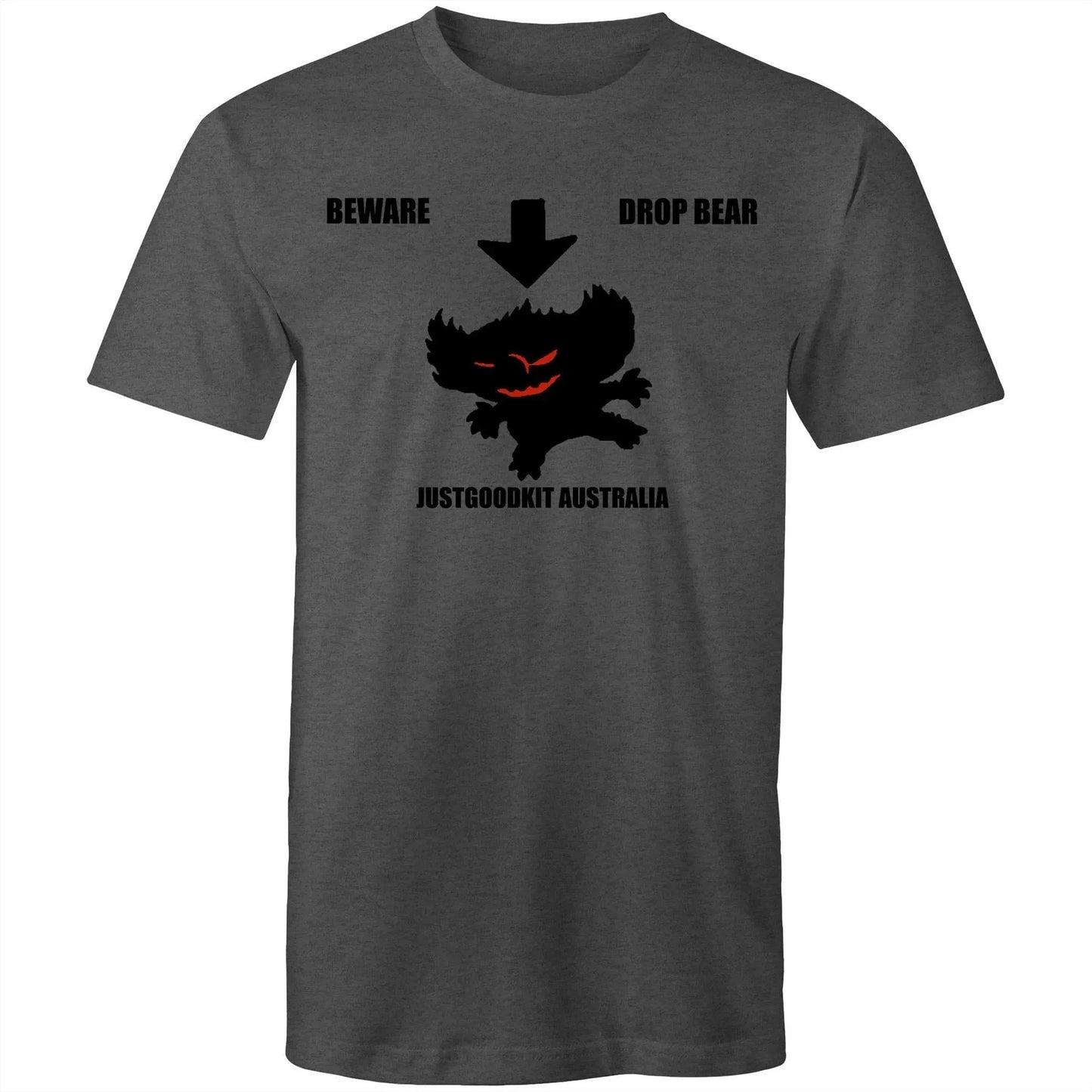 Drop Bear men's t-shirt with bold print, showcasing Australian folklore in style.