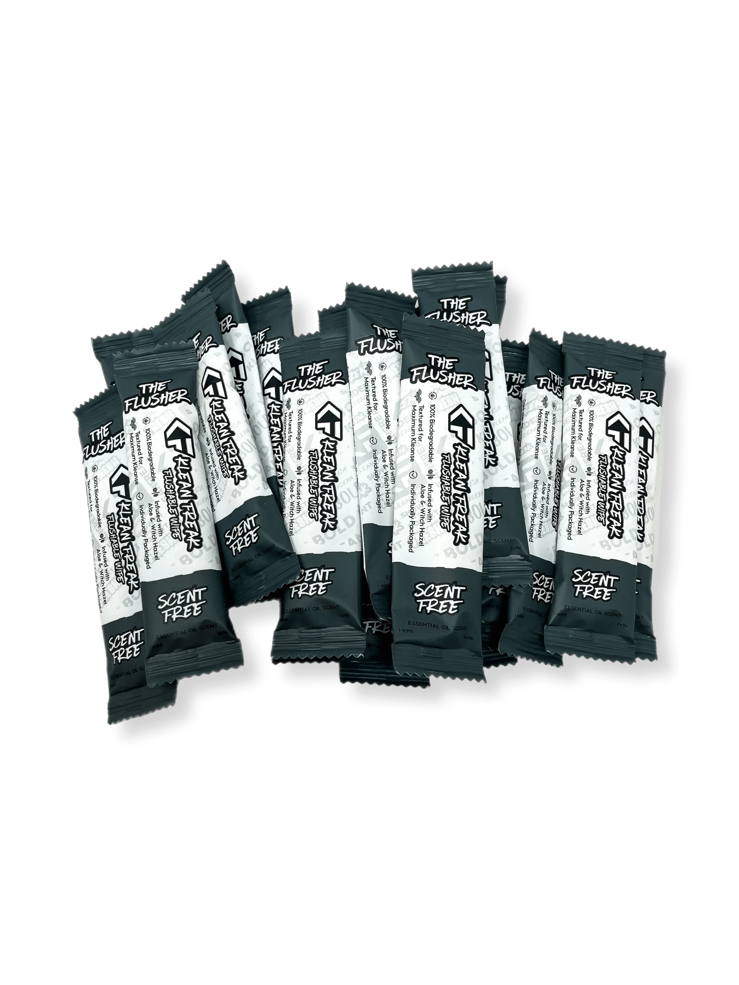 Flushable wipes packs from Klean Freak Flusher for hygiene and freshness.