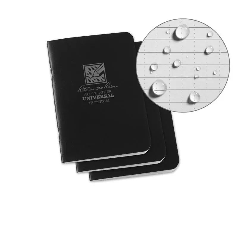 Field Flex Notebook 3PK with all-weather paper and nickel-plated staples.
