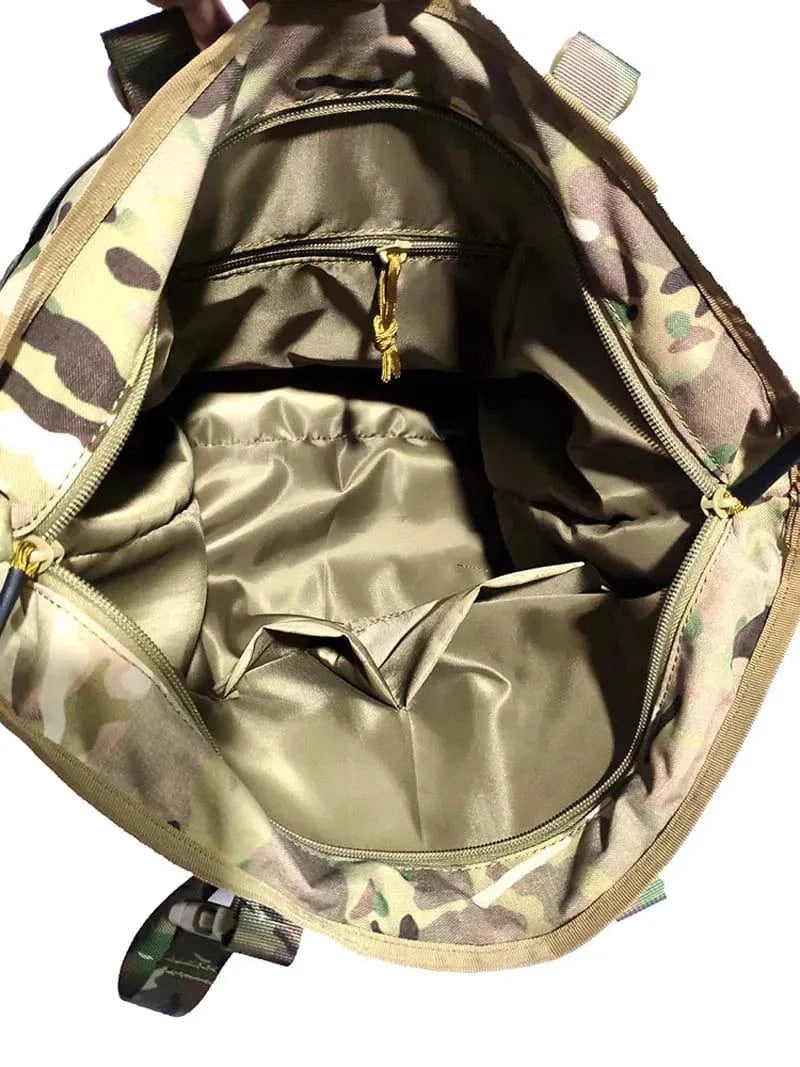 Unisex Tactical Handbag with MOLLE system and durable 500D DuPont Cordura fabric, featuring spacious interior and stylish camouflage design.