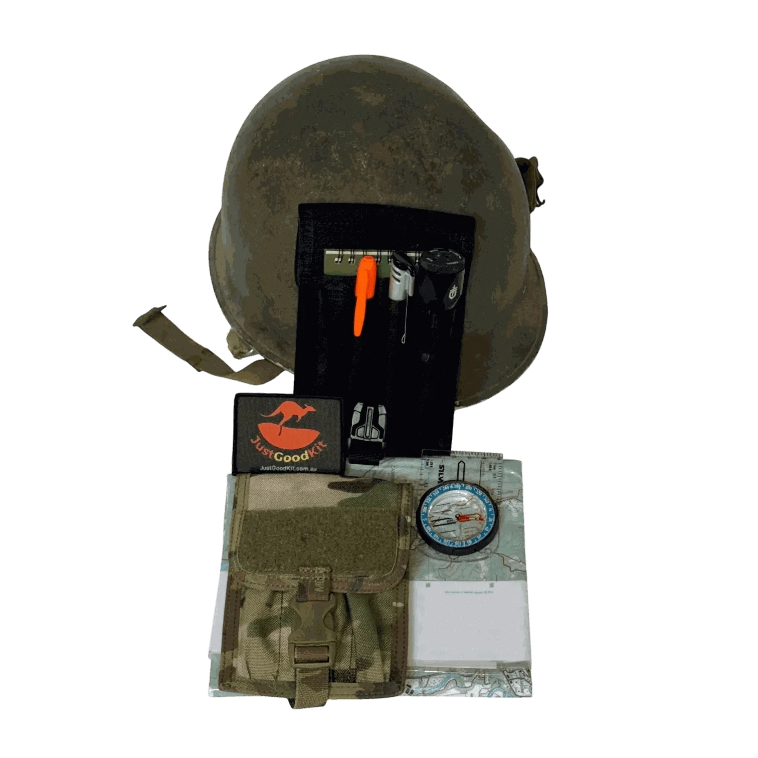 MOLLE compatible pen pouch with tactical gear and tools