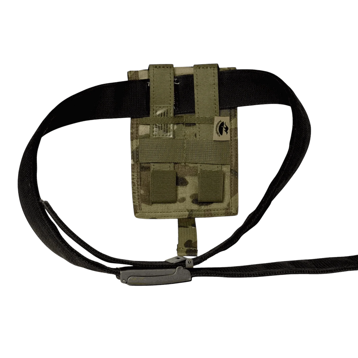 MOLLE-compatible pen pouch in camouflage design with tactical strap.
