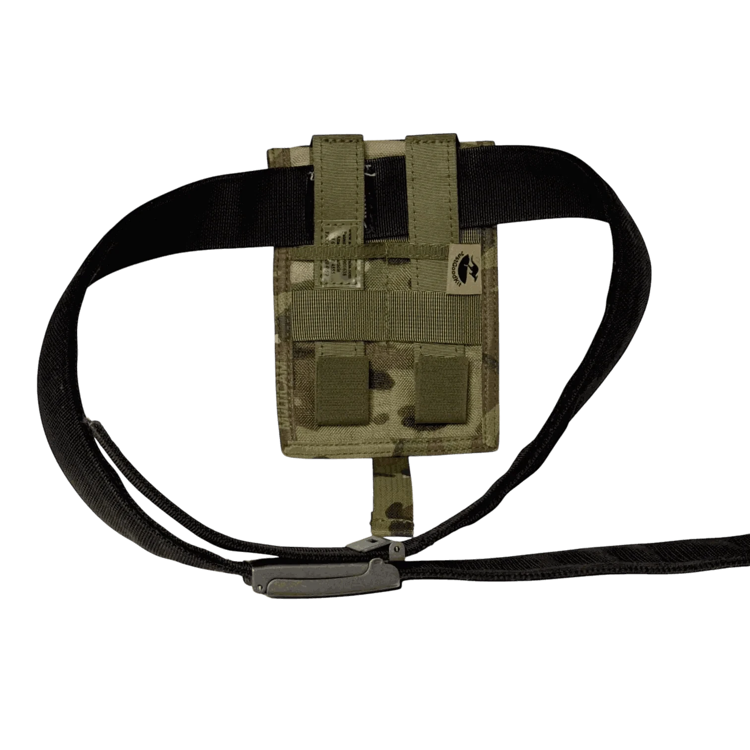MOLLE-compatible pen pouch in camouflage design with tactical strap.