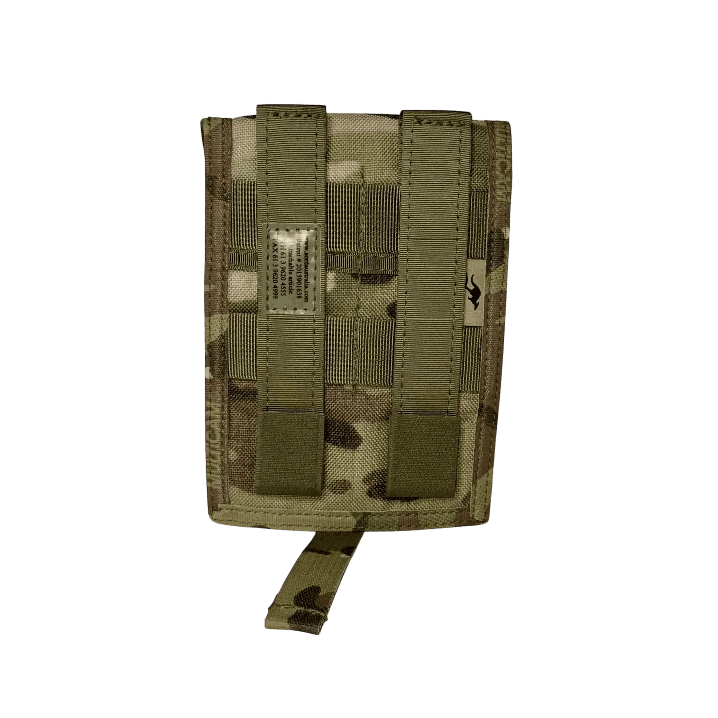 Pen pouch with MOLLE compatibility in camo pattern for tactical use.