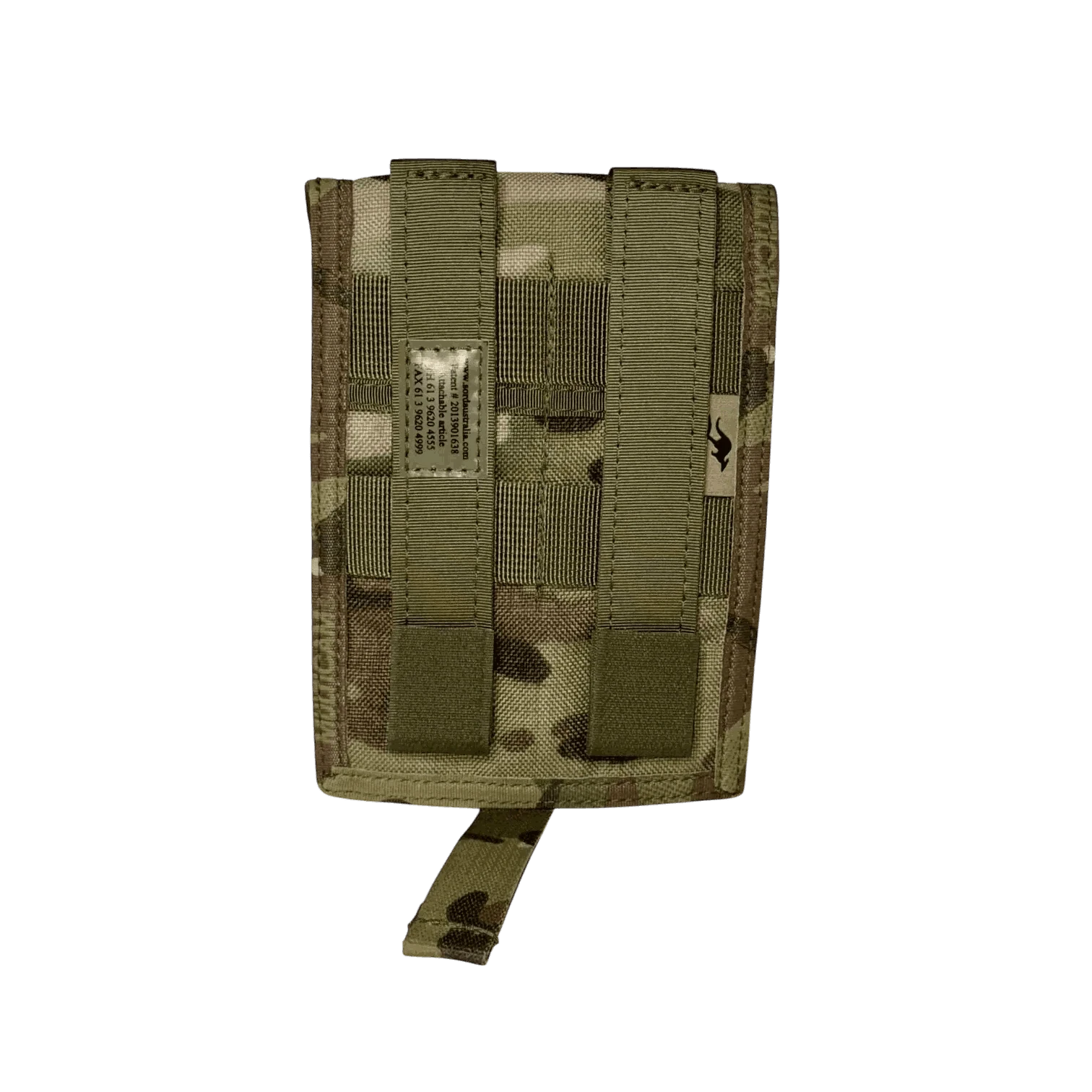 Pen pouch with MOLLE compatibility in camo pattern for tactical use.