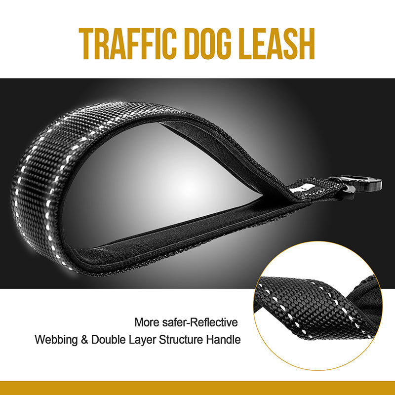 Reflective ONETIGRIS BOLT Dog Leash with double-layer handle for secure control.