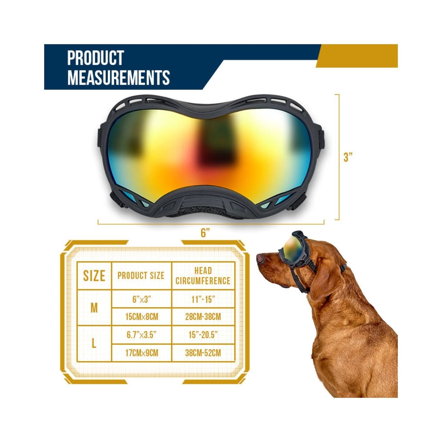 Durable dog goggles with adjustable fit, offering UV protection and comfort for outdoor activities.