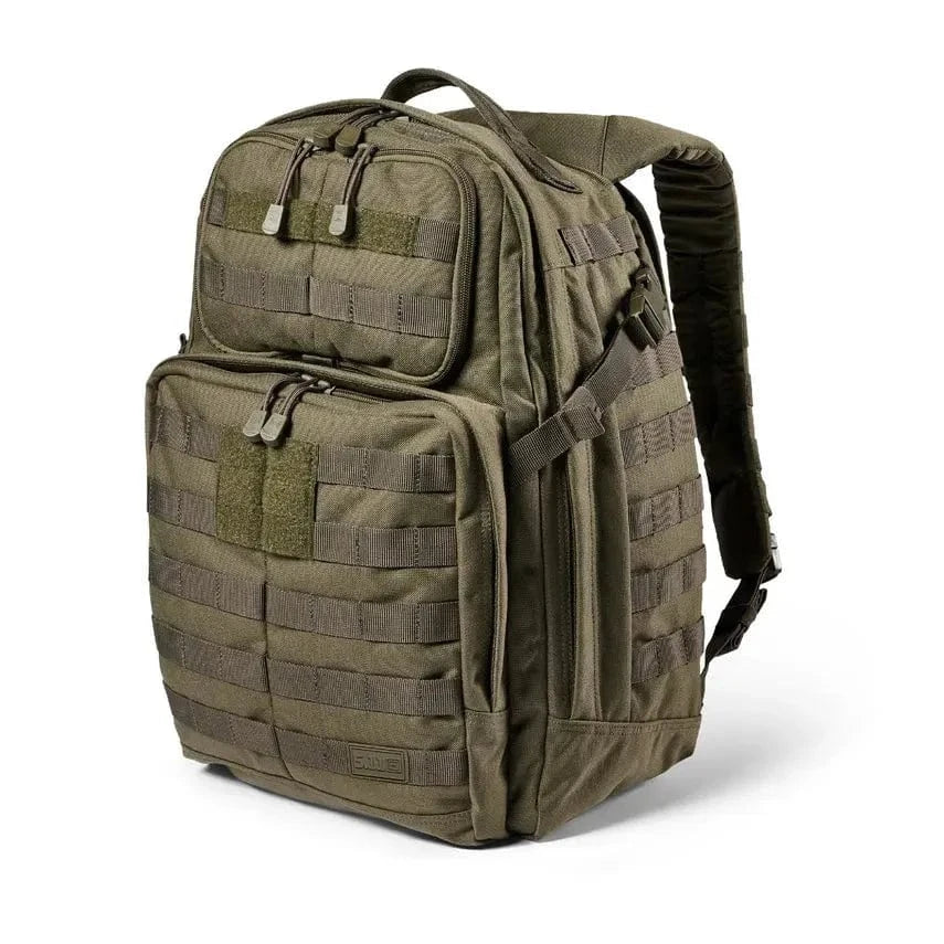 RUSH 24 2.0 Backpack in green with MOLLE webbing, versatile design, ideal for urban and outdoor use.