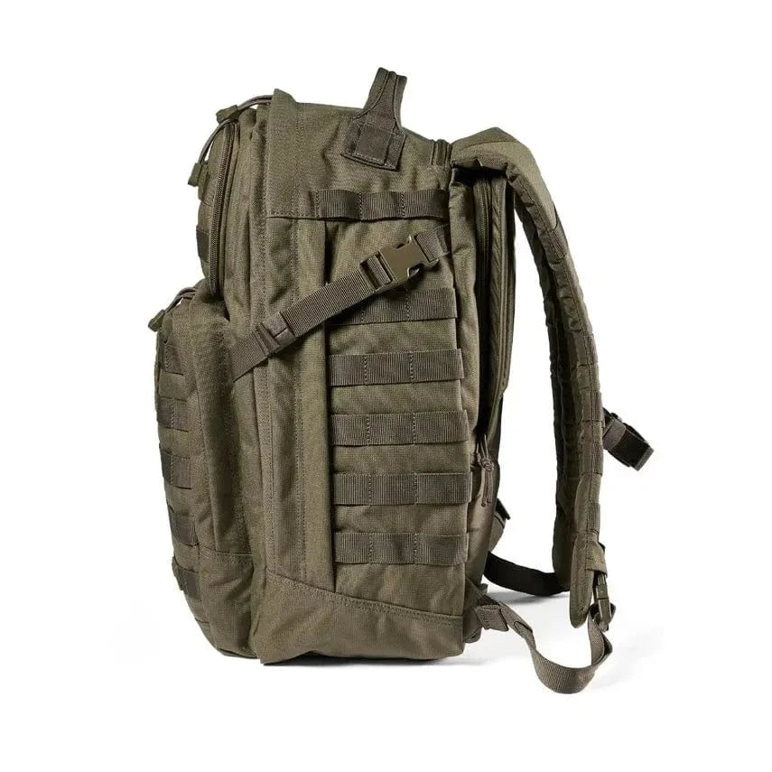 RUSH 24 2.0 Backpack in side view, rugged design with MOLLE webbing, perfect for city or outdoor adventures.