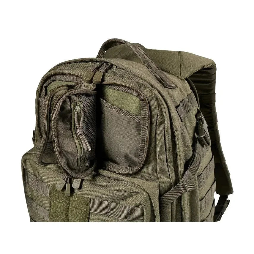 RUSH 24 2.0 Backpack with MOLLE webbing, dual top pockets, and rugged design for urban and outdoor use.