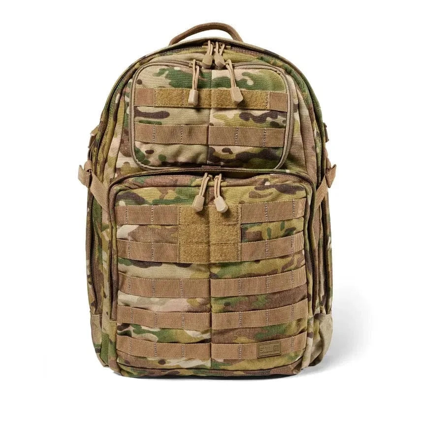 RUSH 24 2.0 Backpack – versatile, rugged tactical pack with MOLLE webbing, camouflage pattern, and multiple compartments.