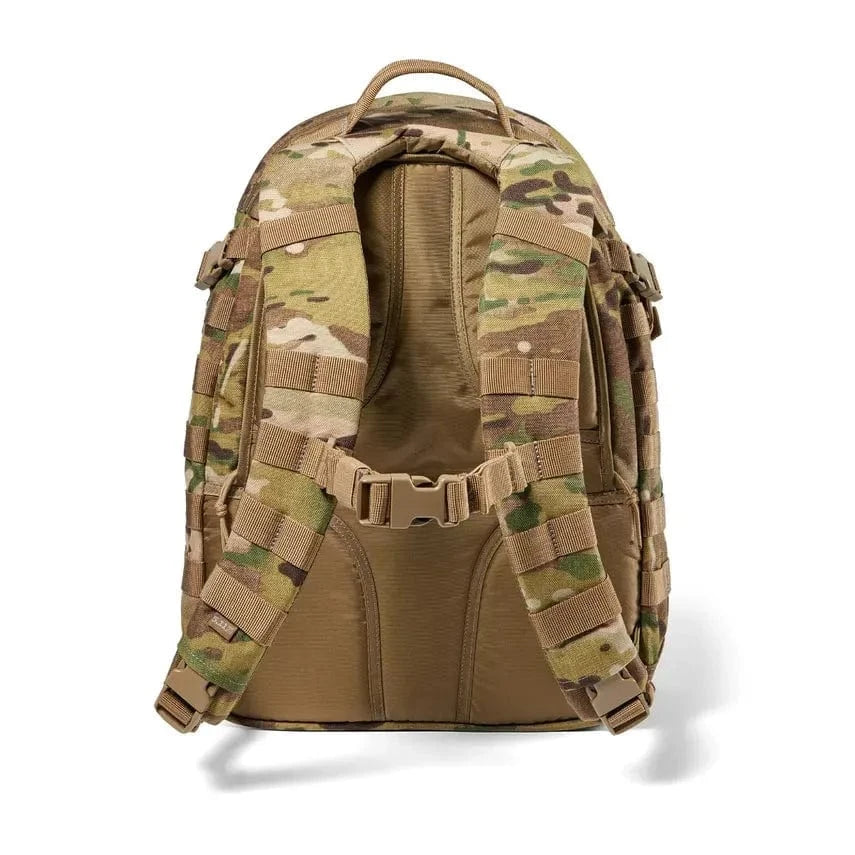 RUSH 24 2.0 Backpack in camo pattern showing durable straps and MOLLE webbing.