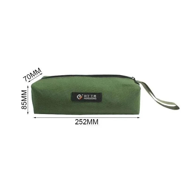 Green Multifunctional 4WD Tool Bag, 252mm x 85mm x 70mm, durable waterproof Oxford cloth, with handle.