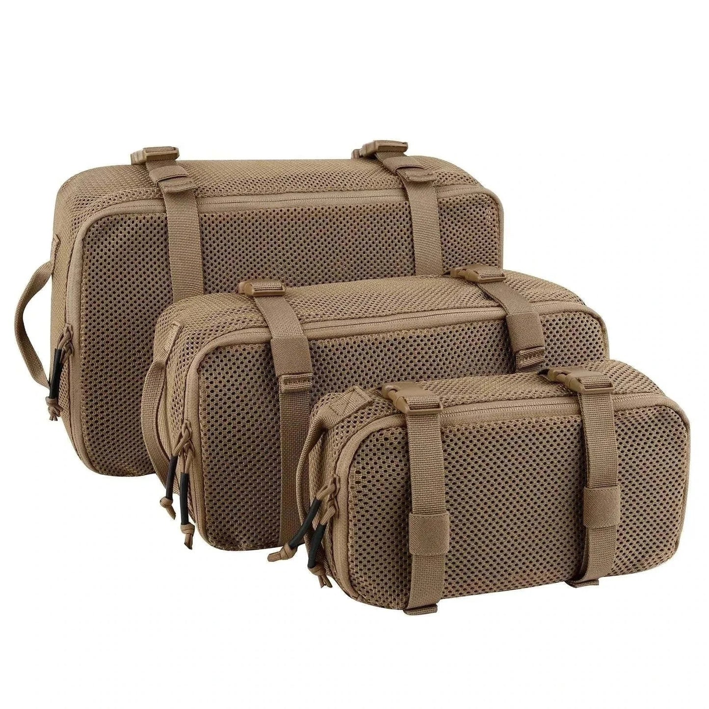Backpack organiser with durable nylon mesh and YKK zippers in three sizes.