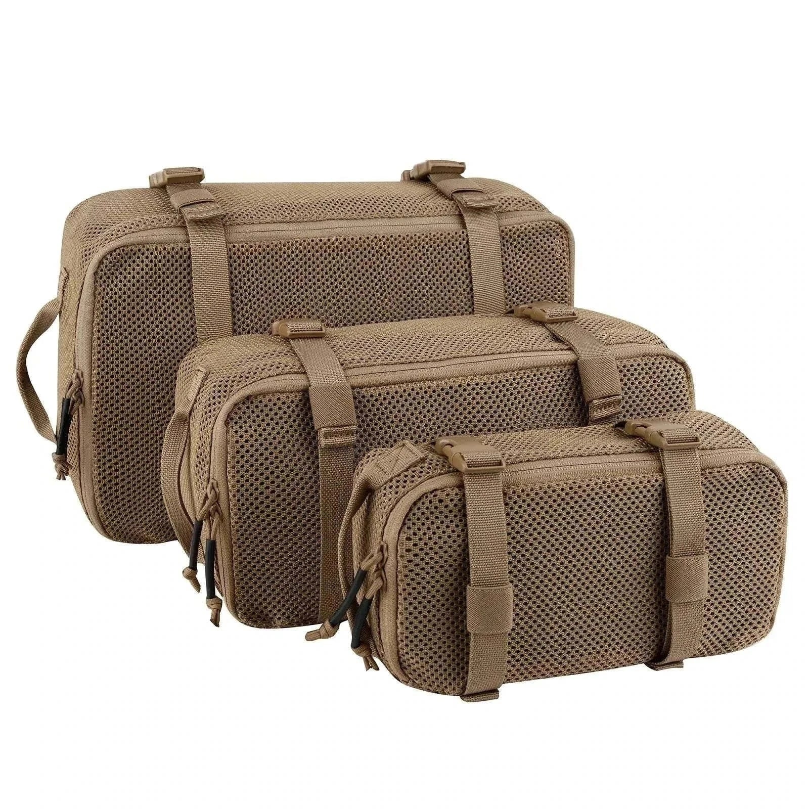 Backpack organiser with durable nylon mesh and YKK zippers in three sizes.