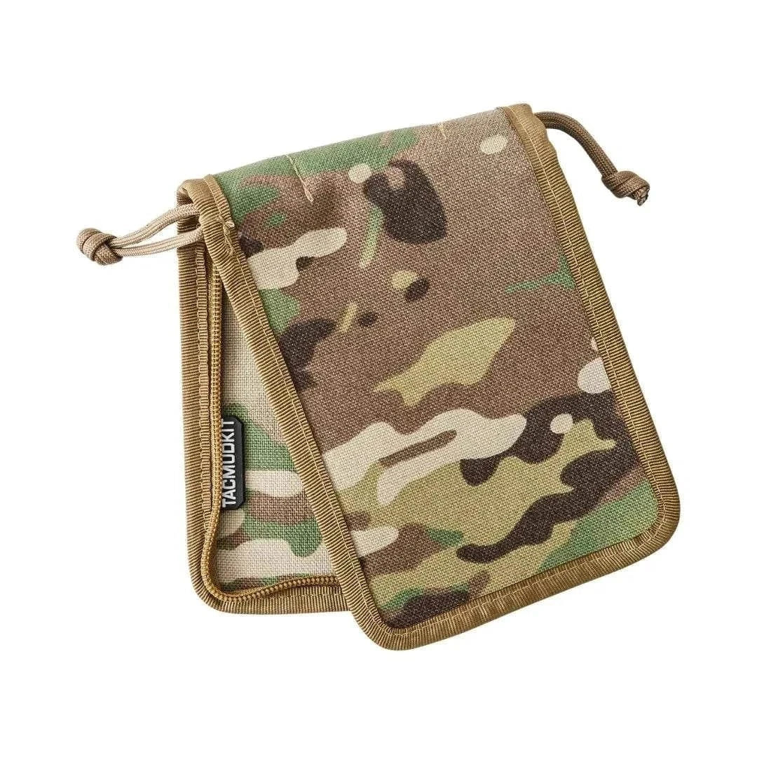 Camouflage tactical notebook cover with durable construction and zippered closure for 4x6" field notes.