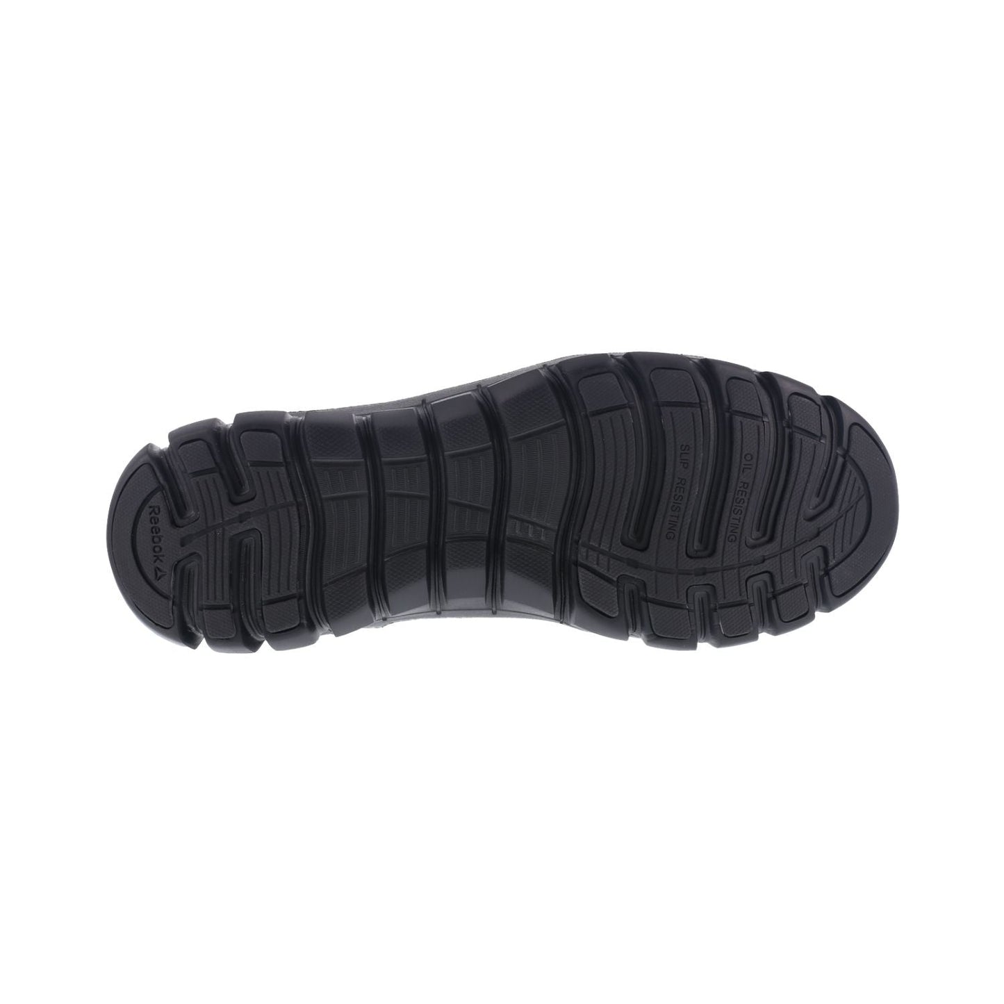 Sole of Reebok Sublite Cushion Women's Tactical Waterproof Boot showing tread pattern and black rubber material.