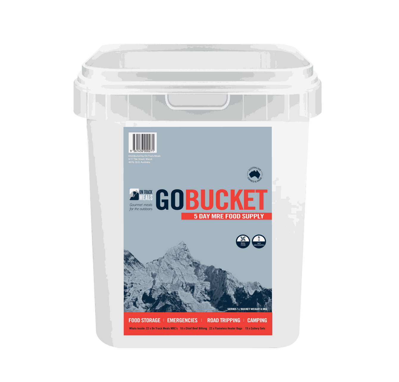 5-day emergency and adventure food supply kit with gourmet-quality MREs for camping.