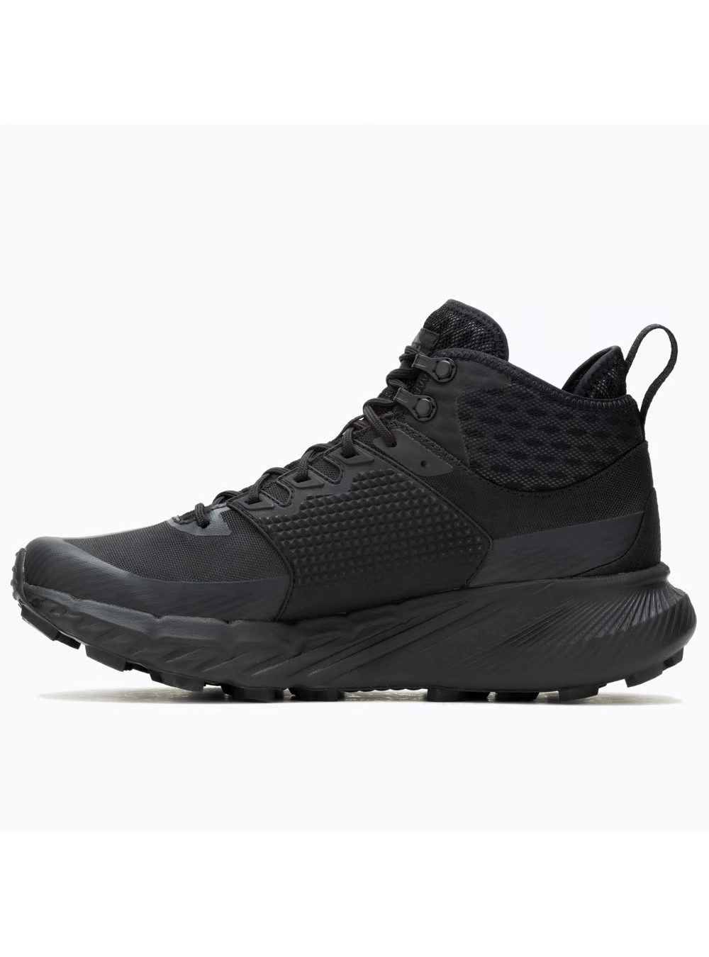 Merrell Tactical Agility Peak 5 GTX Mid Boot in Black, durable and waterproof with Vibram MegaGrip outsole.
