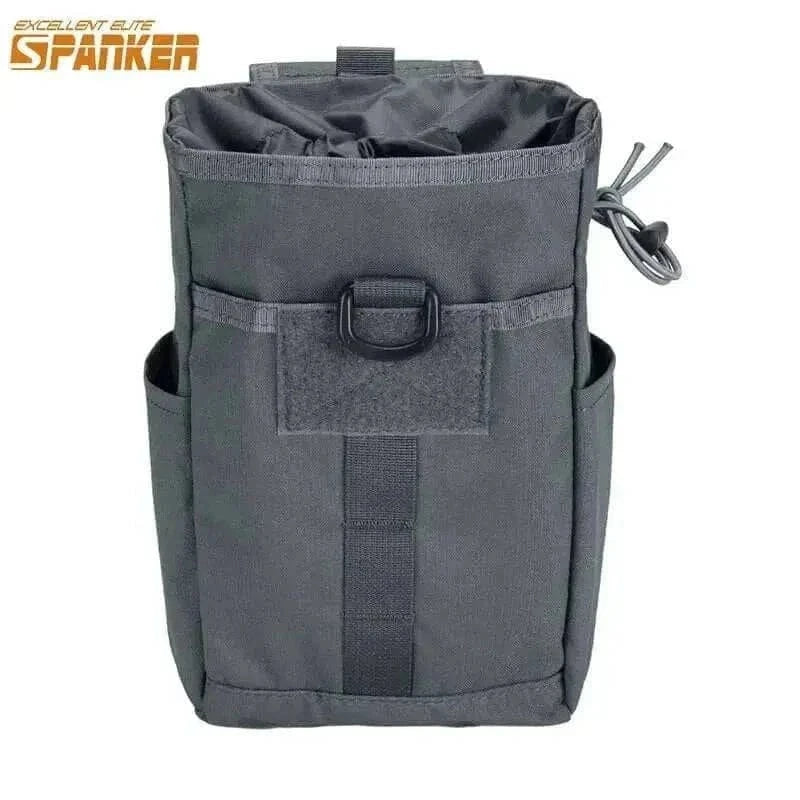 Nylon folding dump drop pouch, MOLLE compatible, durable for hunting.
