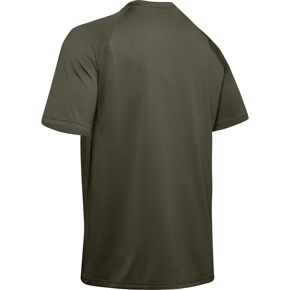 Men’s UA Tactical Tech™ Short Sleeve T-Shirt in olive green, featuring lightweight UA Tech™ fabric, moisture-wicking, quick-dry, and anti-odor technologies.