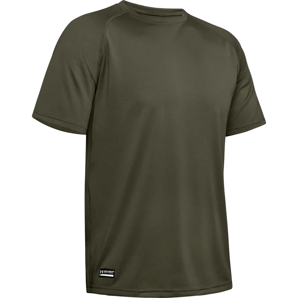 Men’s UA Tactical Tech™ Short Sleeve T-Shirt in green; moisture-wicking, quick-dry UA Tech™ performance shirt for comfort and style.
