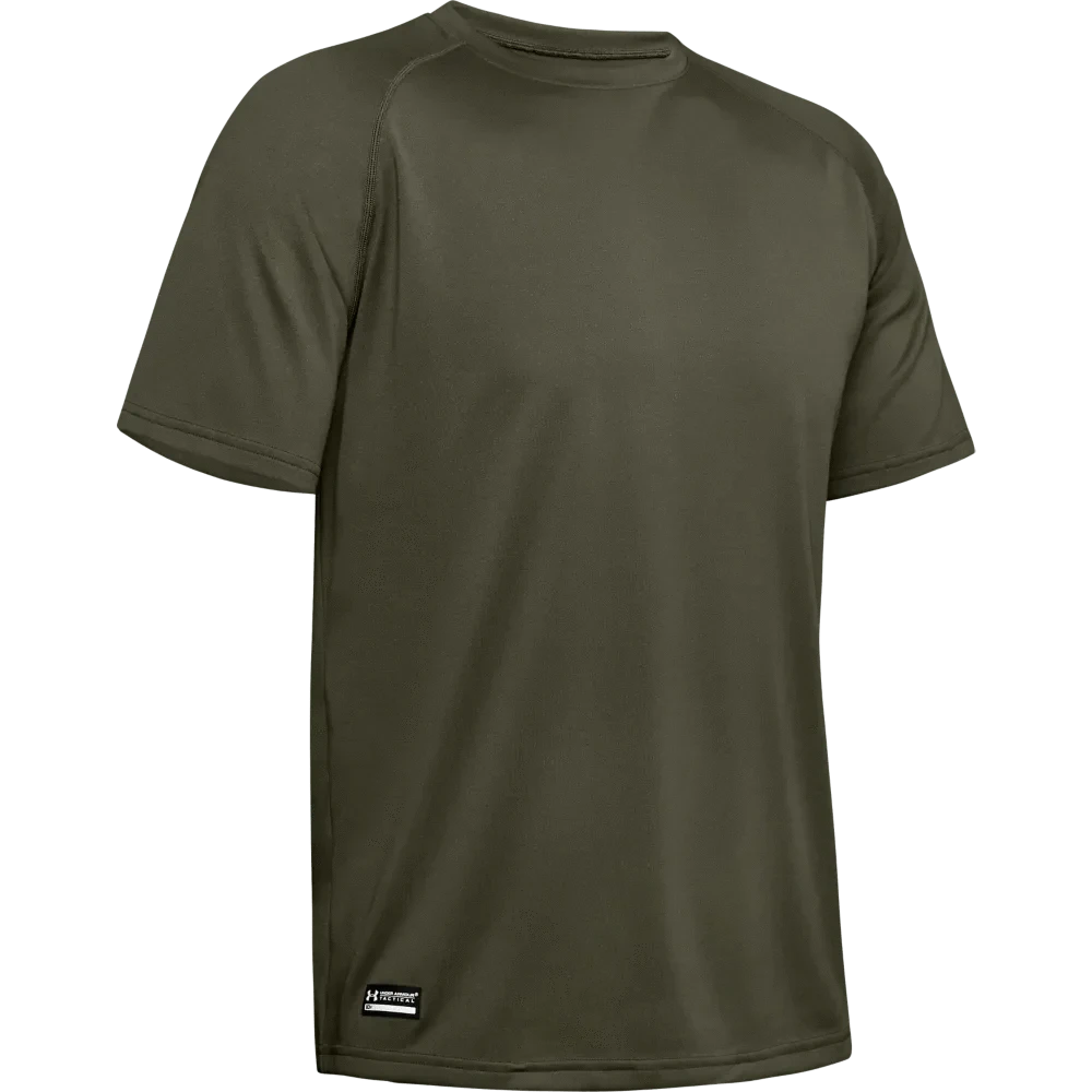 Men’s UA Tactical Tech™ Short Sleeve T-Shirt in green; moisture-wicking, quick-dry UA Tech™ performance shirt for comfort and style.