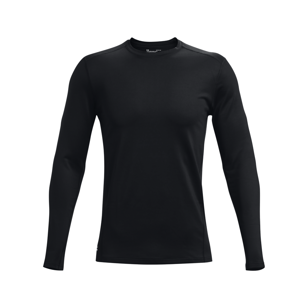 Men's UA Tactical ColdGear® Infrared Base Crew in black, designed for warmth and flexibility.