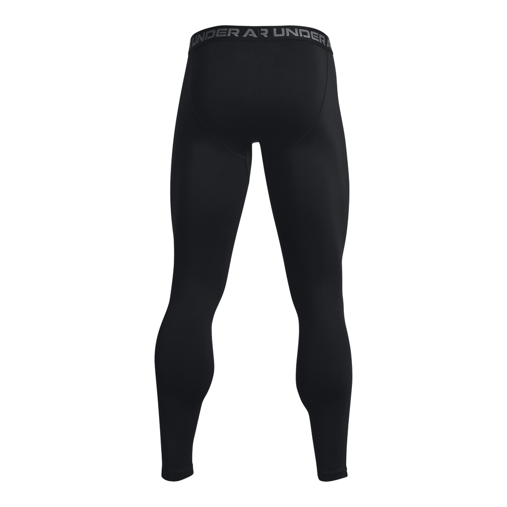 Men's UA Tactical ColdGear® Infrared Base Leggings with elastic waistband and fast-drying fabric.