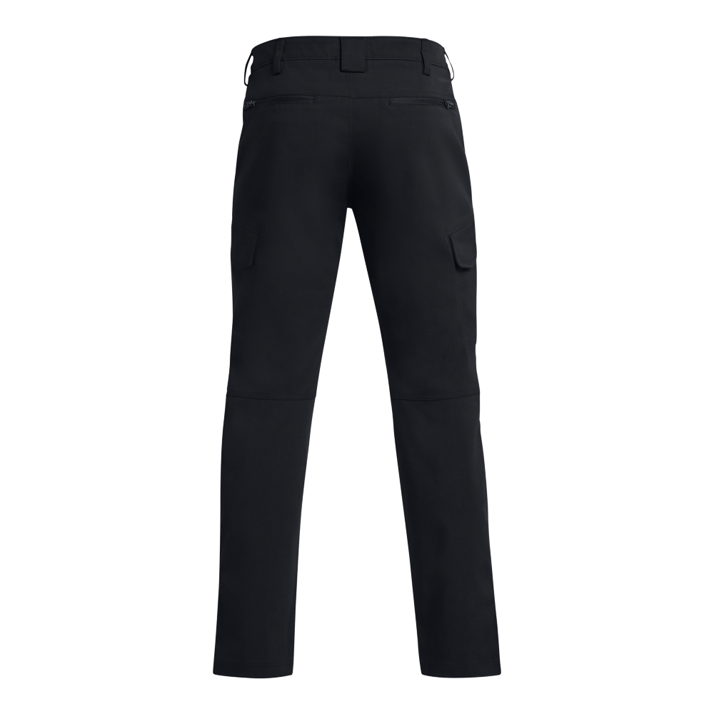 UA Enduro Elite Cargo Pant in black, showcasing back view with durable fabric and cargo pockets.