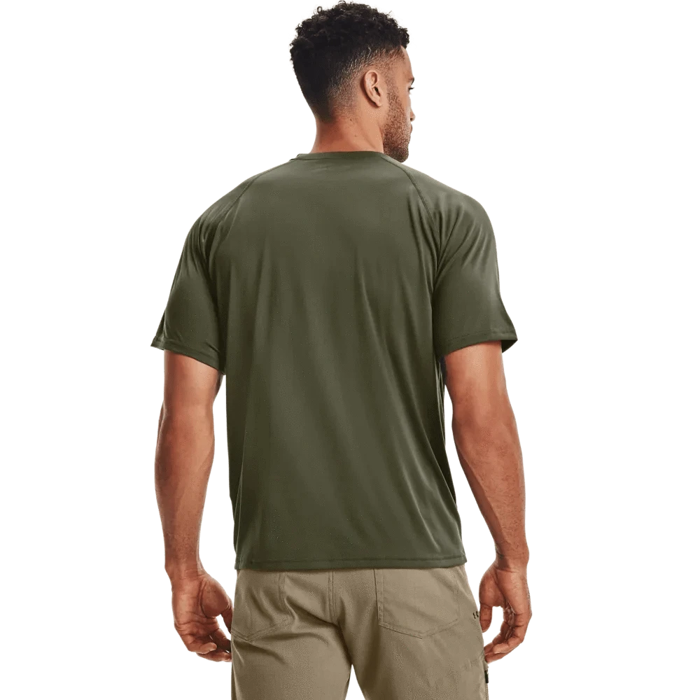 Men’s UA Tactical Tech™ Short Sleeve T-Shirt in green, featuring lightweight UA Tech™ fabric, ideal for comfort and performance.