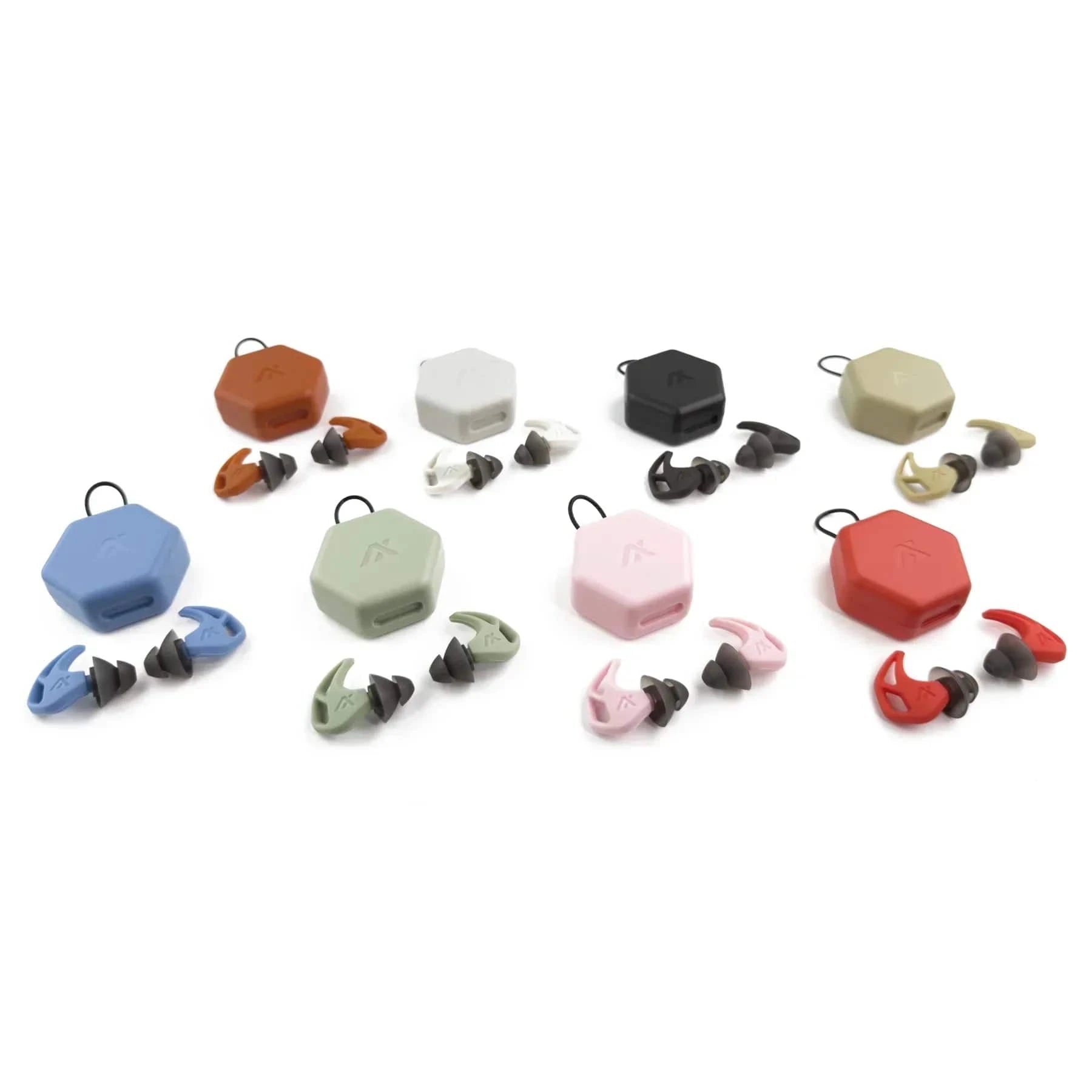 Axil X20 Earplugs with customizable tips in various colors for noise protection.