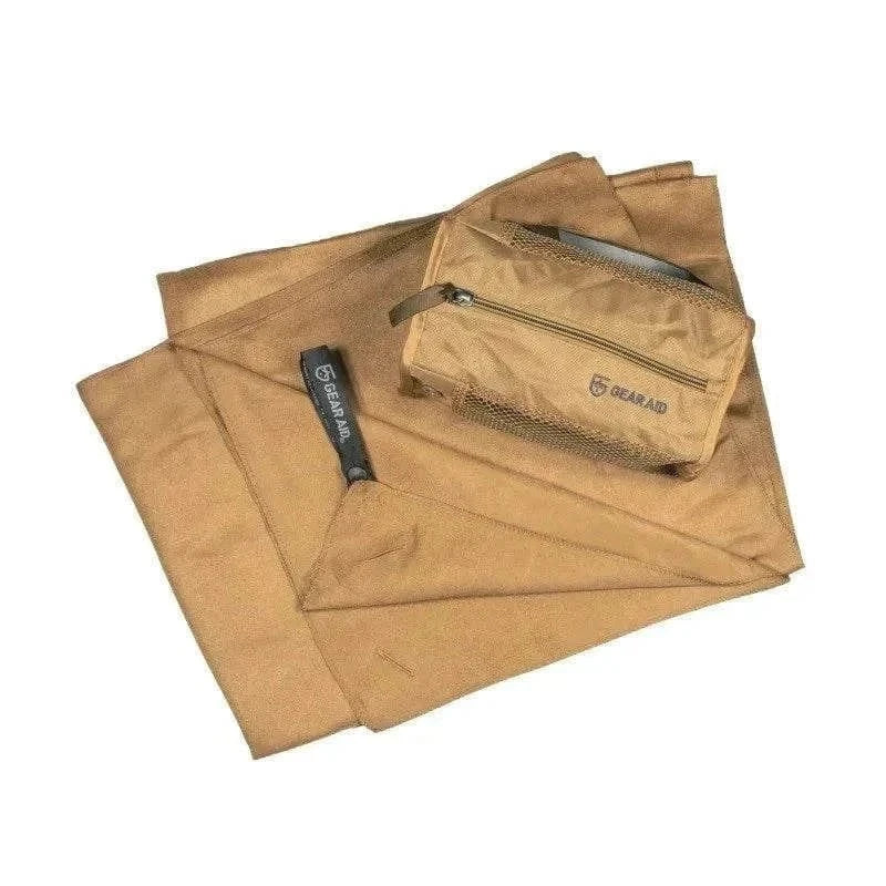 Tactical Towel by McNETT Tactical, multipurpose, absorbent, antimicrobial, compact, travel-friendly, includes mesh pouch.