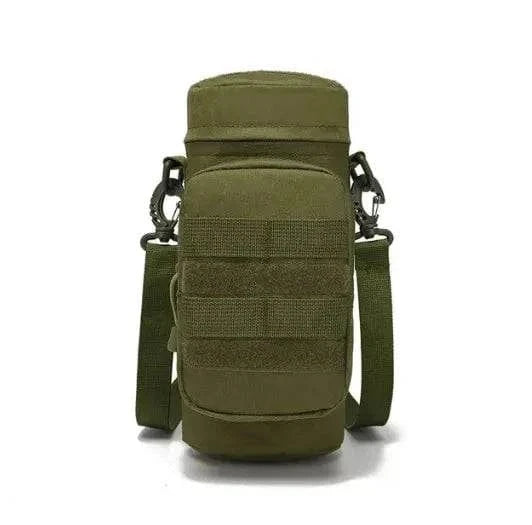 Tactical Water Bottle Carrier with MOLLE system and camouflage design for outdoor adventures.