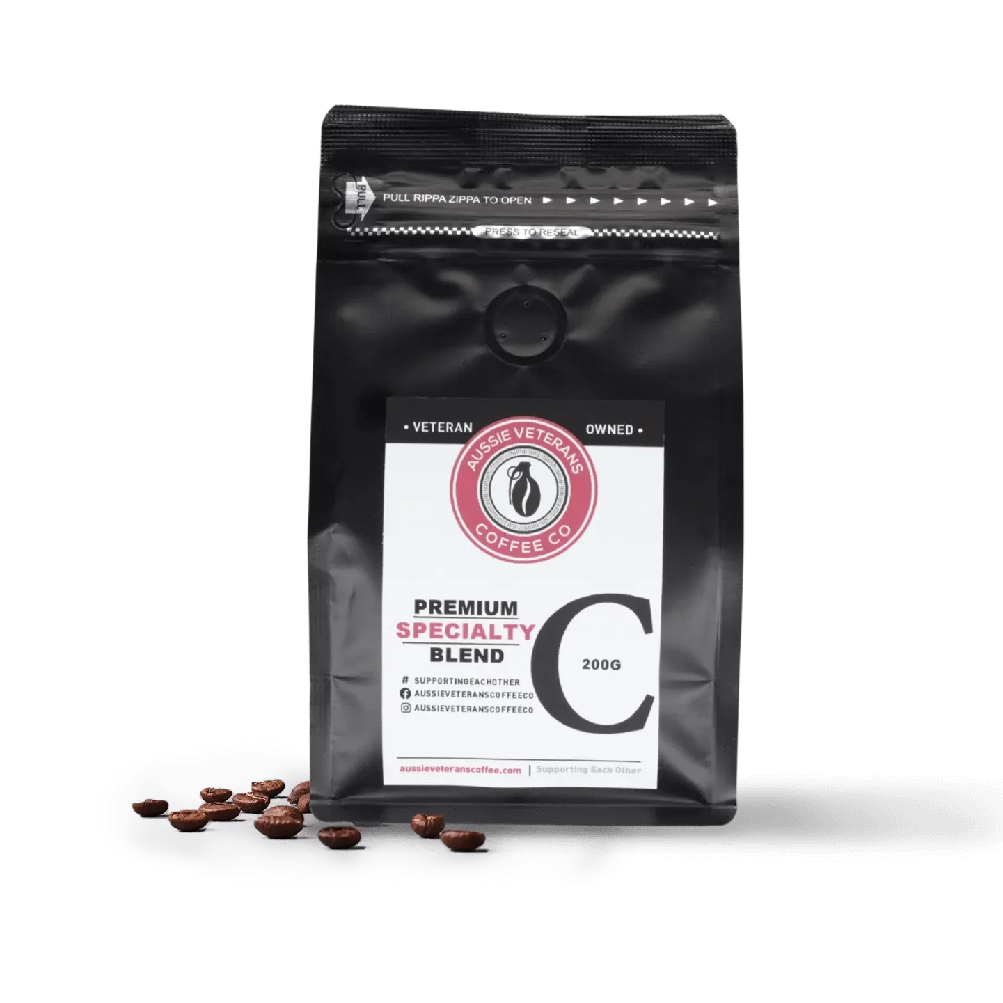 BLEND CHARLIE coffee bag, dark chocolate and spice flavors, supports veterans.