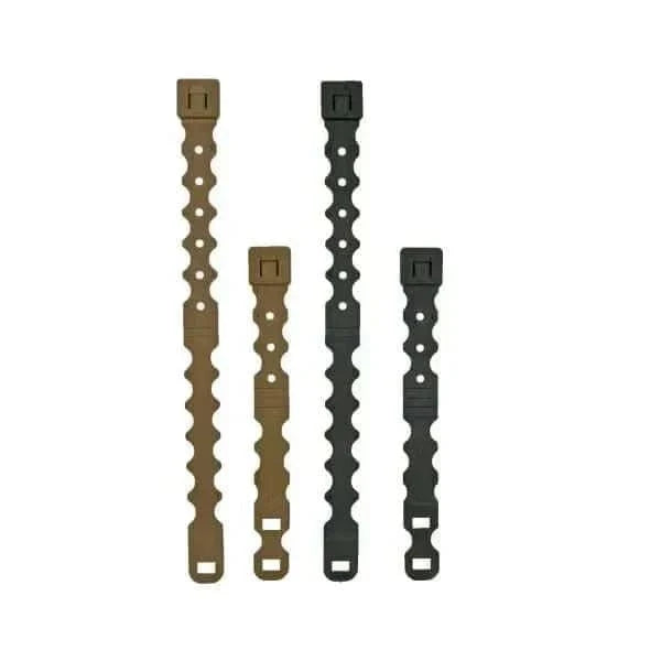 Molle Pouch Clips in black and brown, durable injection-moulded plastic, for tactical gear attachment.