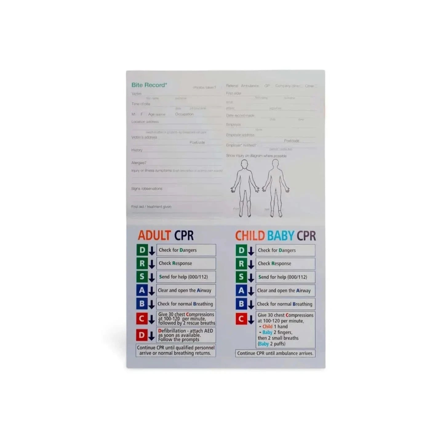 CPR instruction card from the Best Snake Bite KIT.