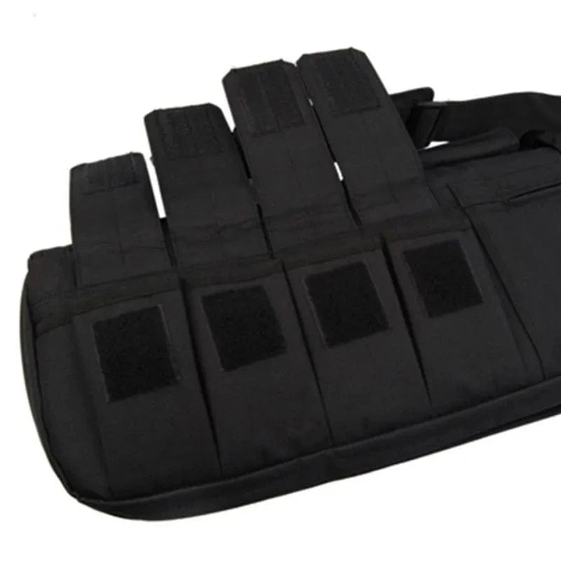Tactical Rifle Case with MOLLE webbing system, durable 600D Oxford fabric, water-resistant design.