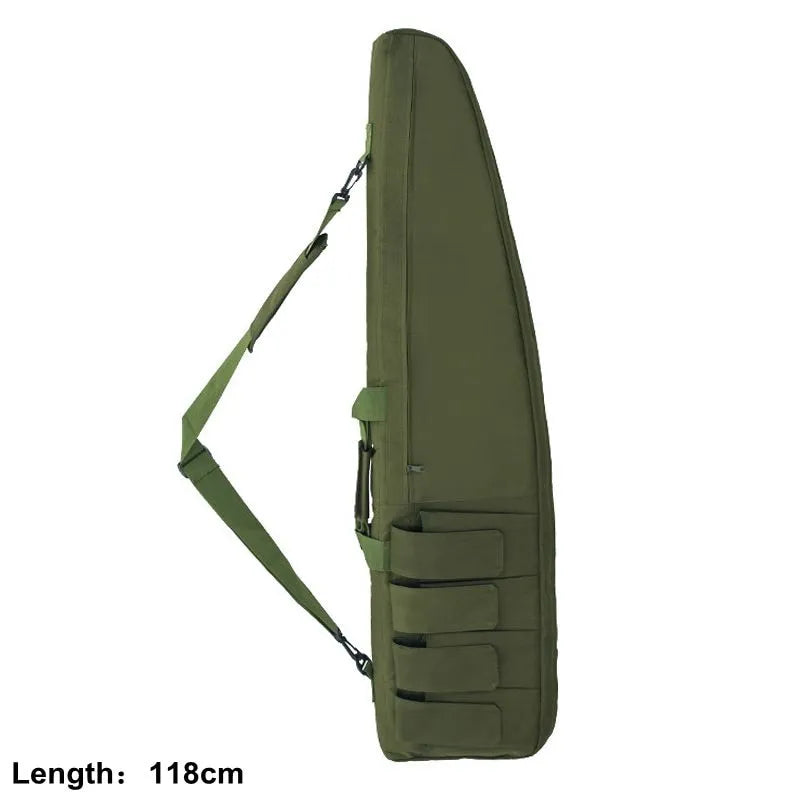 Tactical Rifle Case, water-resistant long gun bag with MOLLE webbing, 600D Oxford fabric, green, 118cm length.