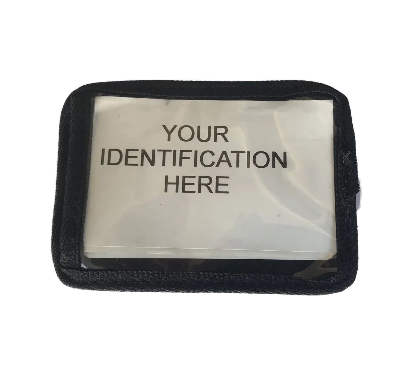 Velcro ID card holder with clear window, designed for easy attachment and access, by JustGoodKit.