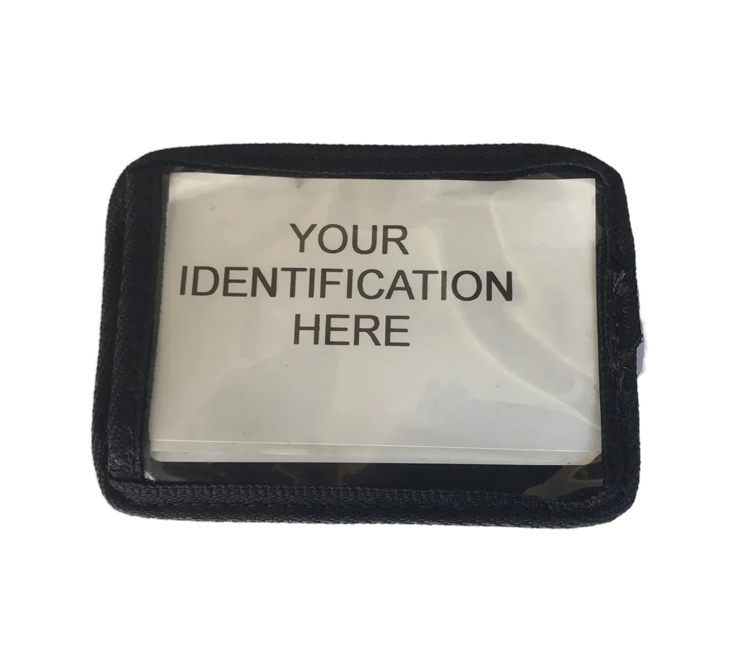 Velcro ID card holder with clear window, designed for easy attachment and access, by JustGoodKit.
