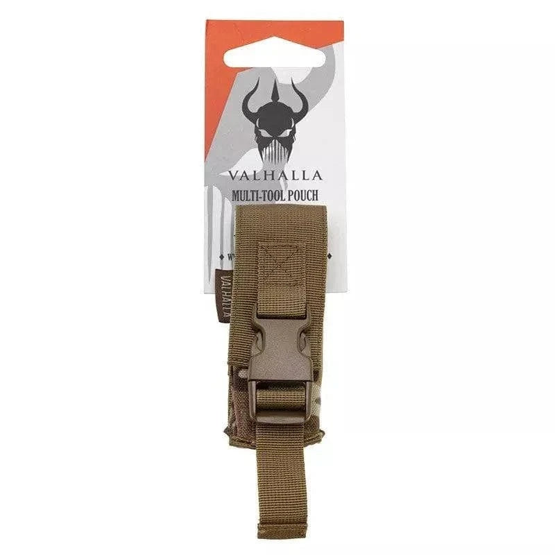 Multitool Pouch by Valhalla with MOLLE system and quick-release buckle.