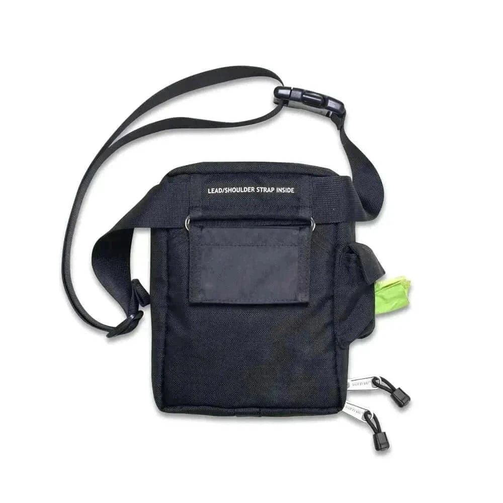 SURVIVAL Best Pet First Aid Kit with waist and shoulder straps, featuring eco-friendly waste bags and versatile carrying options.