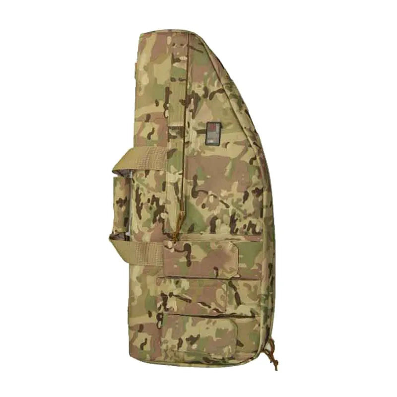Tactical Rifle Case, water-resistant long gun bag with MOLLE webbing, made of durable 600D Oxford fabric for hunting and airsoft activities.