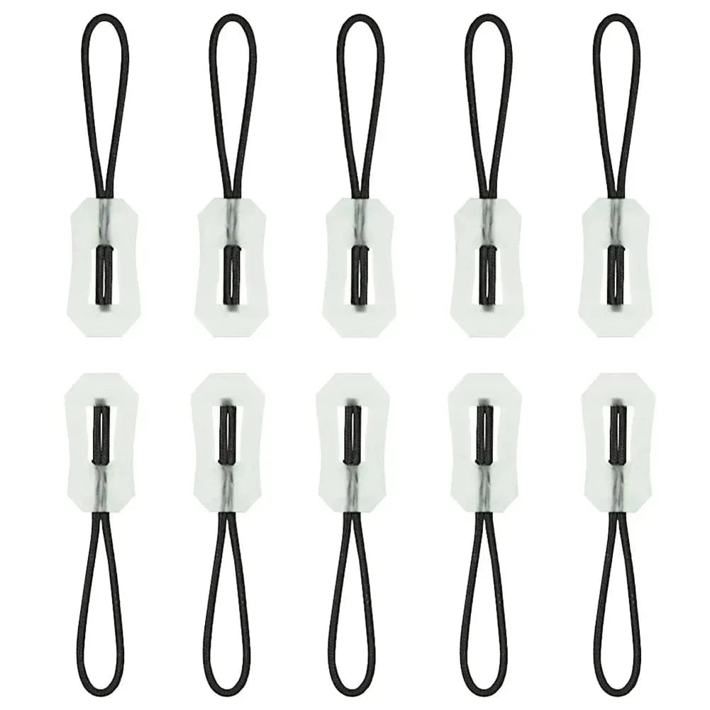 Versatile glow-in-the-dark zipper pulls in cyan for enhanced safety and nighttime visibility on outdoor gear.