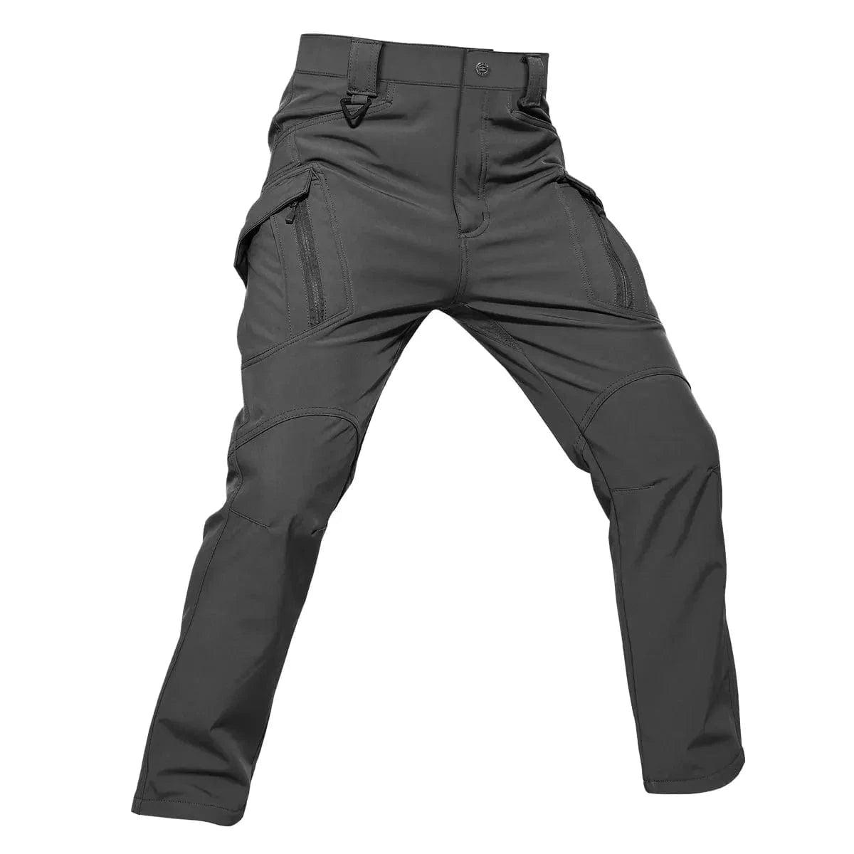 Men's tactical hiking pants with cargo pockets, waterproof material, and fleece lining for cold weather adventures.