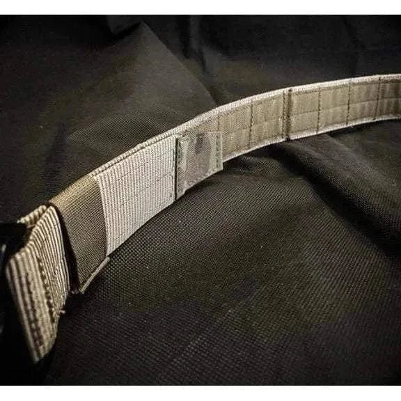 Valhalla ECS Tactical Battle Belt with MOLLE system on dark fabric backdrop.